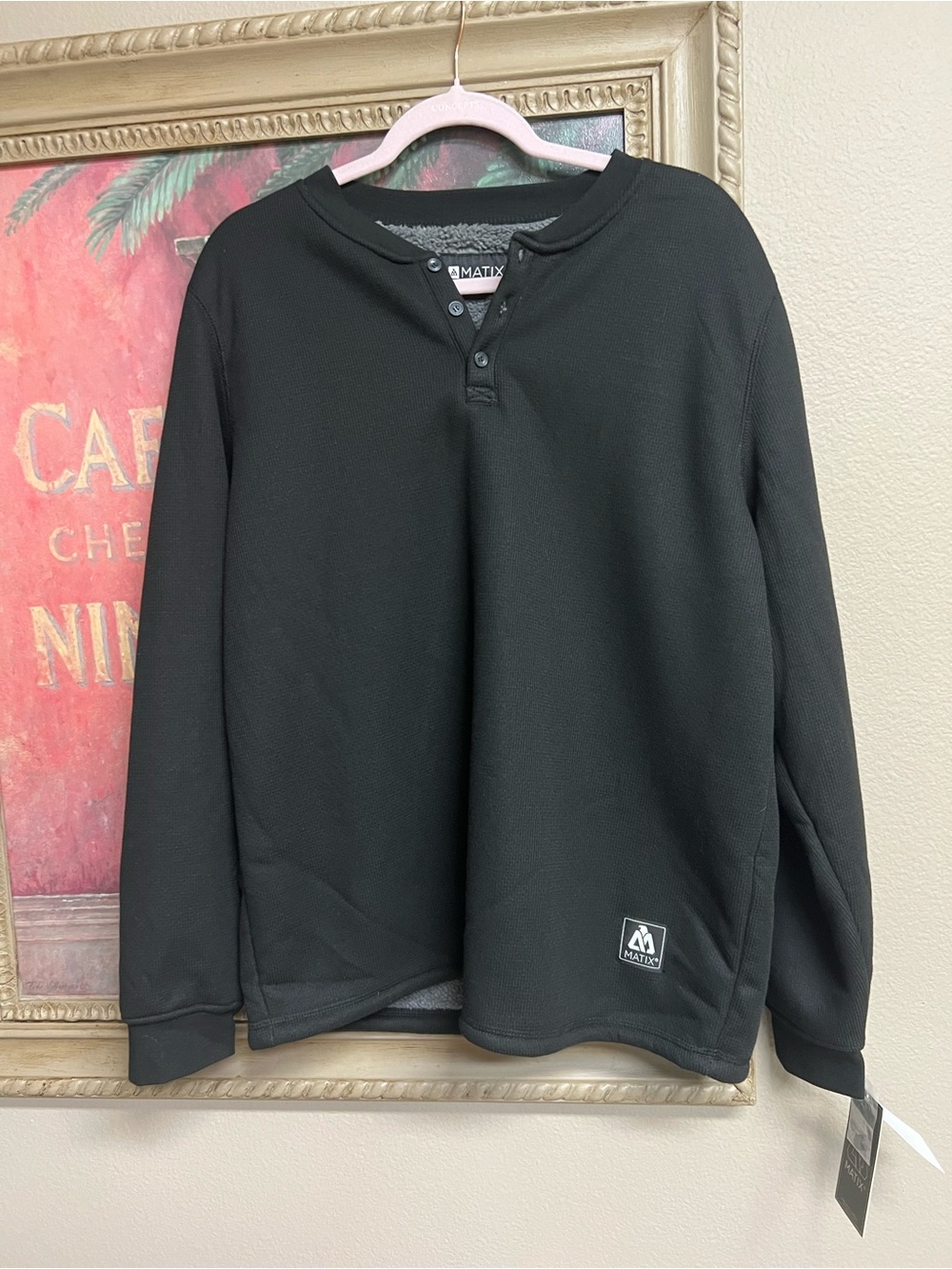 Matix Black Men's Long-Sleeve Henley Sweatshirt